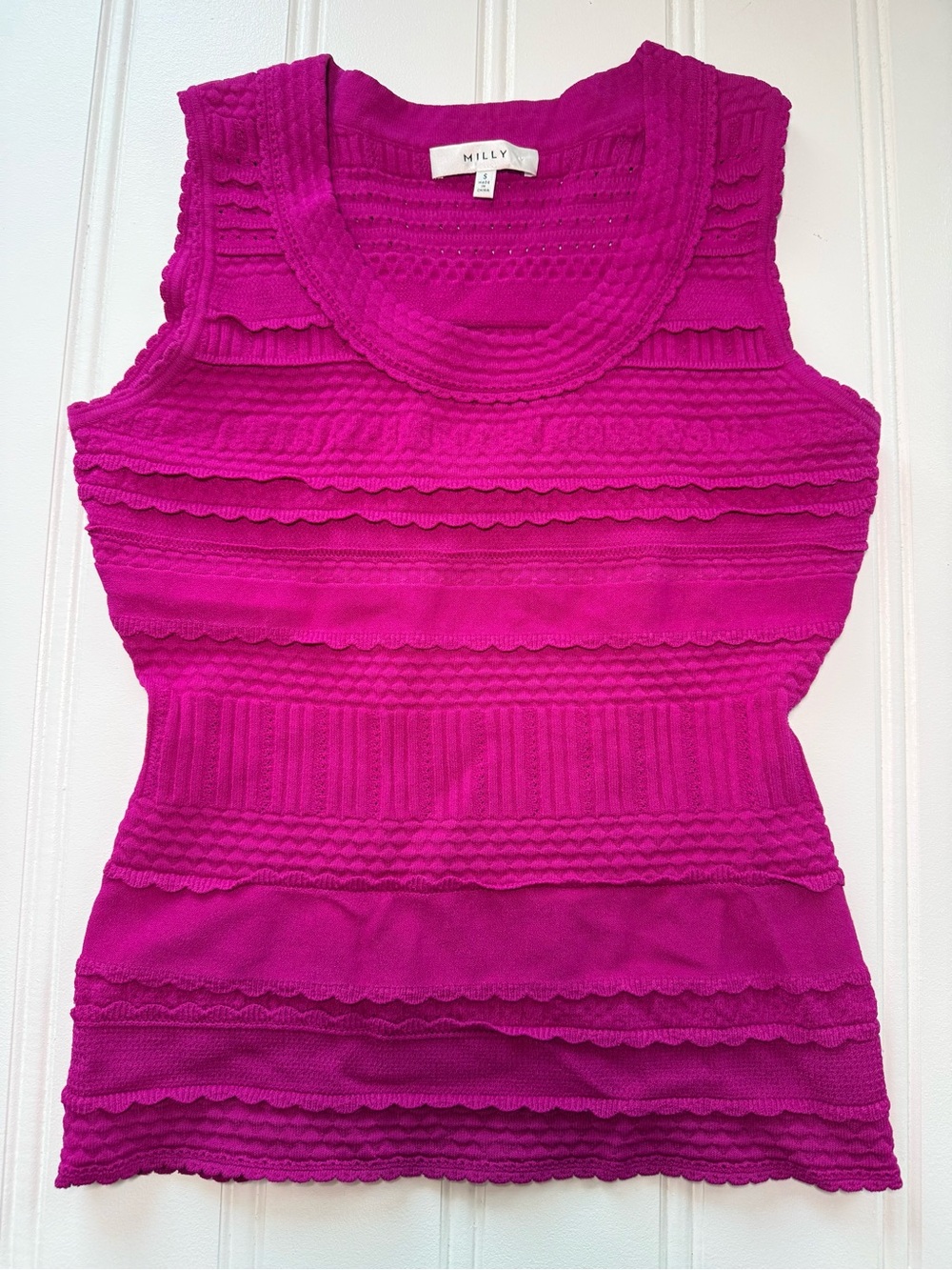 Milly New York Knit Tank Top Fuchsia Sleeveless Sweater Small Women